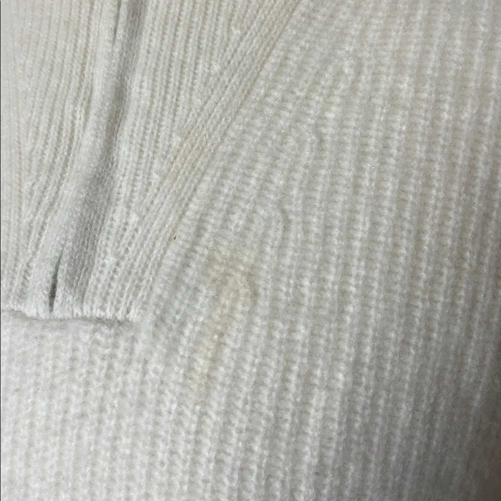 Cream Quarter-Zip Ribbed Cashmere Sweater - Picture 7 of 9
